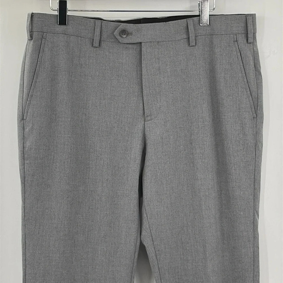 ZNT18 Flat Front Dress Suit Trouser Pants in Gray  - NWOT - Size 37 - Picture 2 of 4